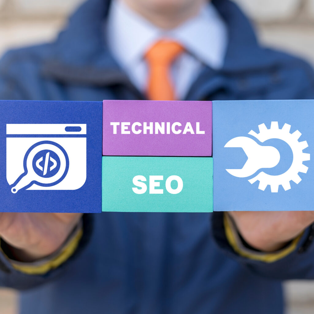 SEO Check – Mann hält Karten Technical und Optimierung