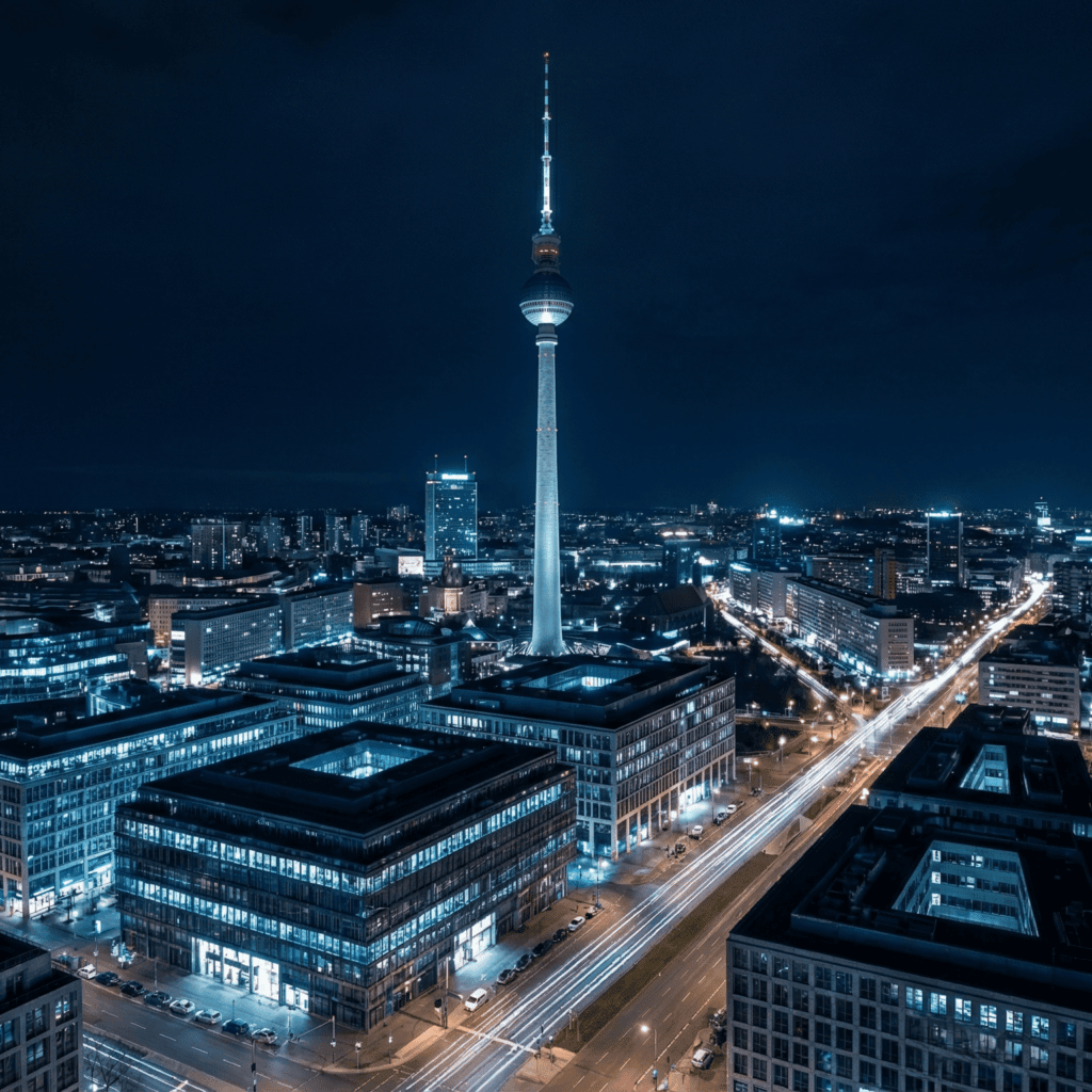 SEO für Anwälte Berlin – Fernsehturm bei Nacht