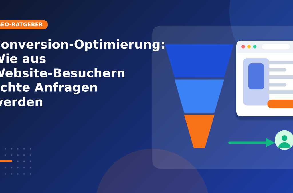 Conversion-Optimierung – Titelgrafik mit Trichter und Website