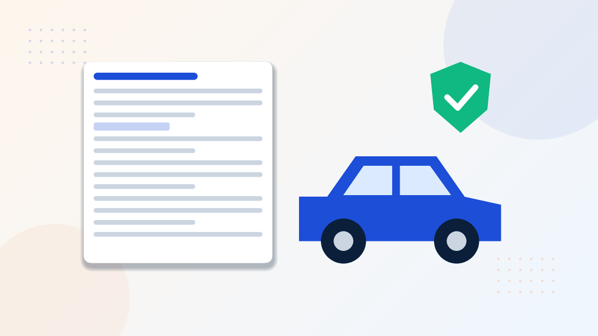 Fachdokument mit Auto und Prüfsiegel als Beispiel für Expertise im Kfz-Bereich