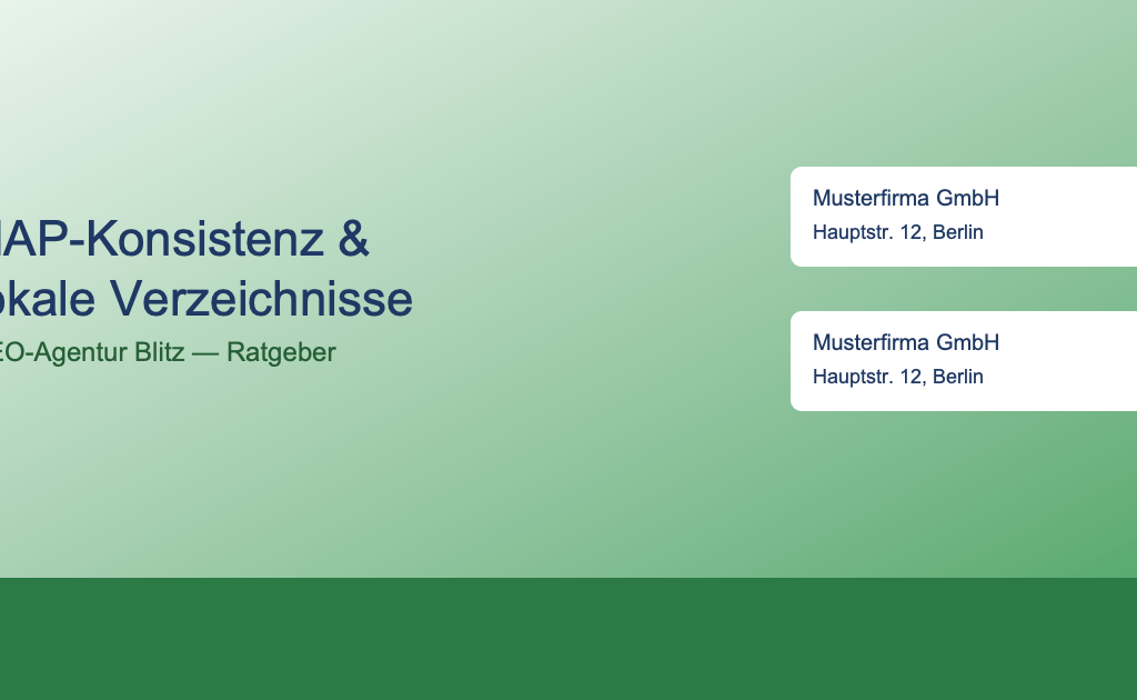 NAP-Konsistenz – zwei Firmeneinträge mit Häkchen