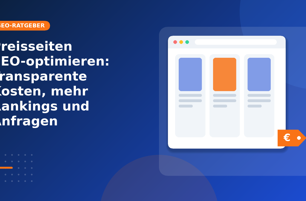 Preisseite SEO – Titelgrafik mit drei Paketen