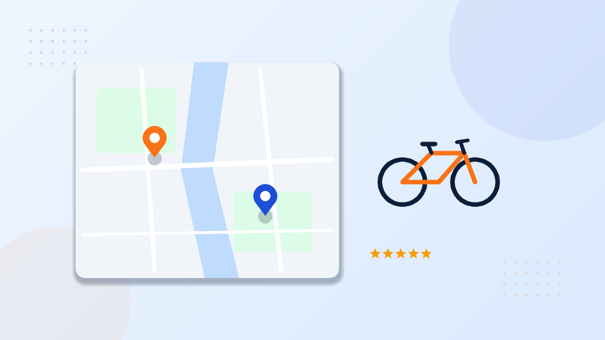 Stadtkarte mit Fahrrad und Bewertungssternen für saisonale Freizeitangebote